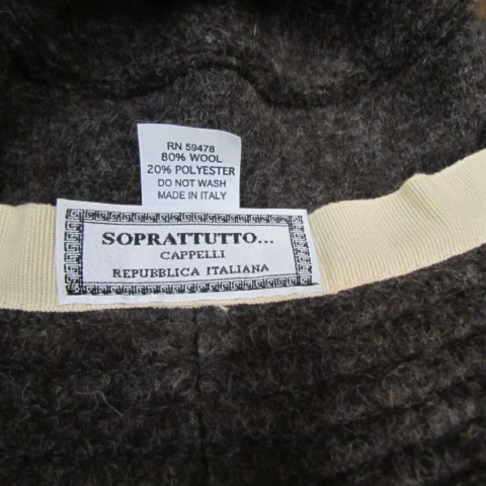 Soprattutto Cappelli Vintage Brown Wool Bucket Hat Soft & Warm Made in Italy